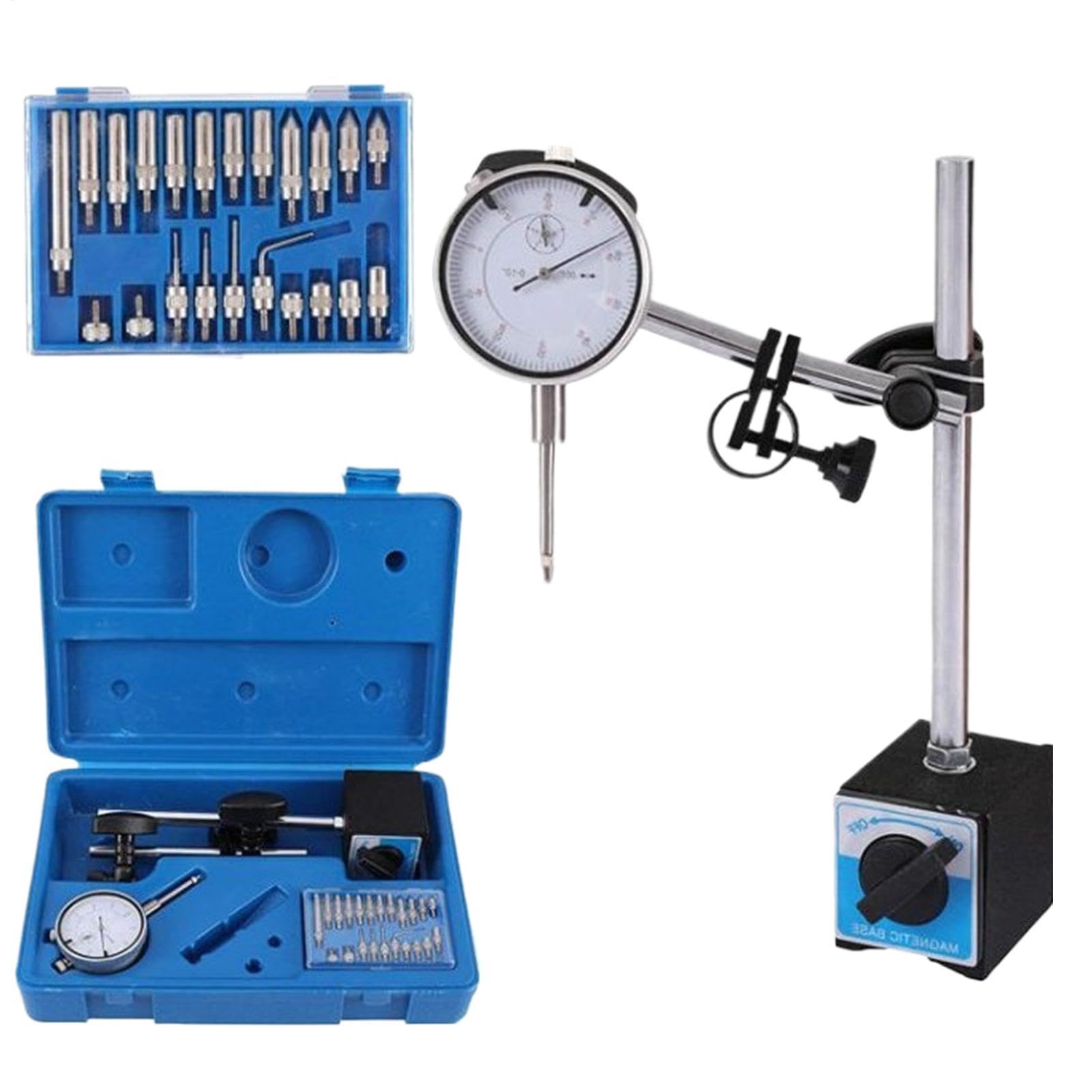 Reloj de medición – Carcasa imperial de 1 pulgada Dti | Base magnética Reloj Tdc de 60 kg | Instrumento de medición de ingeniería automotriz. Pasos de 0,001 pulgadas, brazo flexible