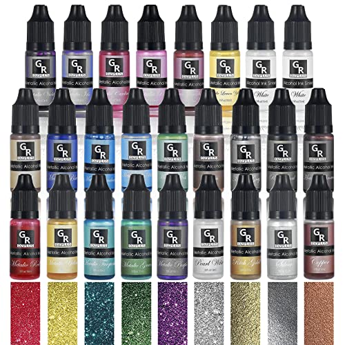 Metallic Alcohol Ink Set (26 Metallic Colors)