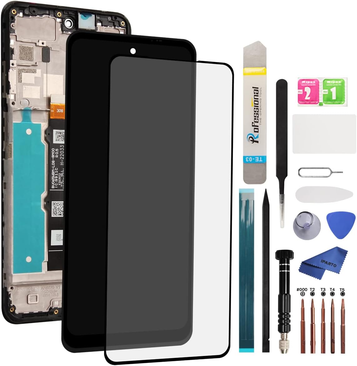 6.5" LCD Screen Replacement with Frame for Motorola Moto G 5G 2022(Not for 2021) Screen Replacement Kit for Motorola Moto G (2022) 5G XT2213 XT2213DL Display Digitizer Screen with Frame
