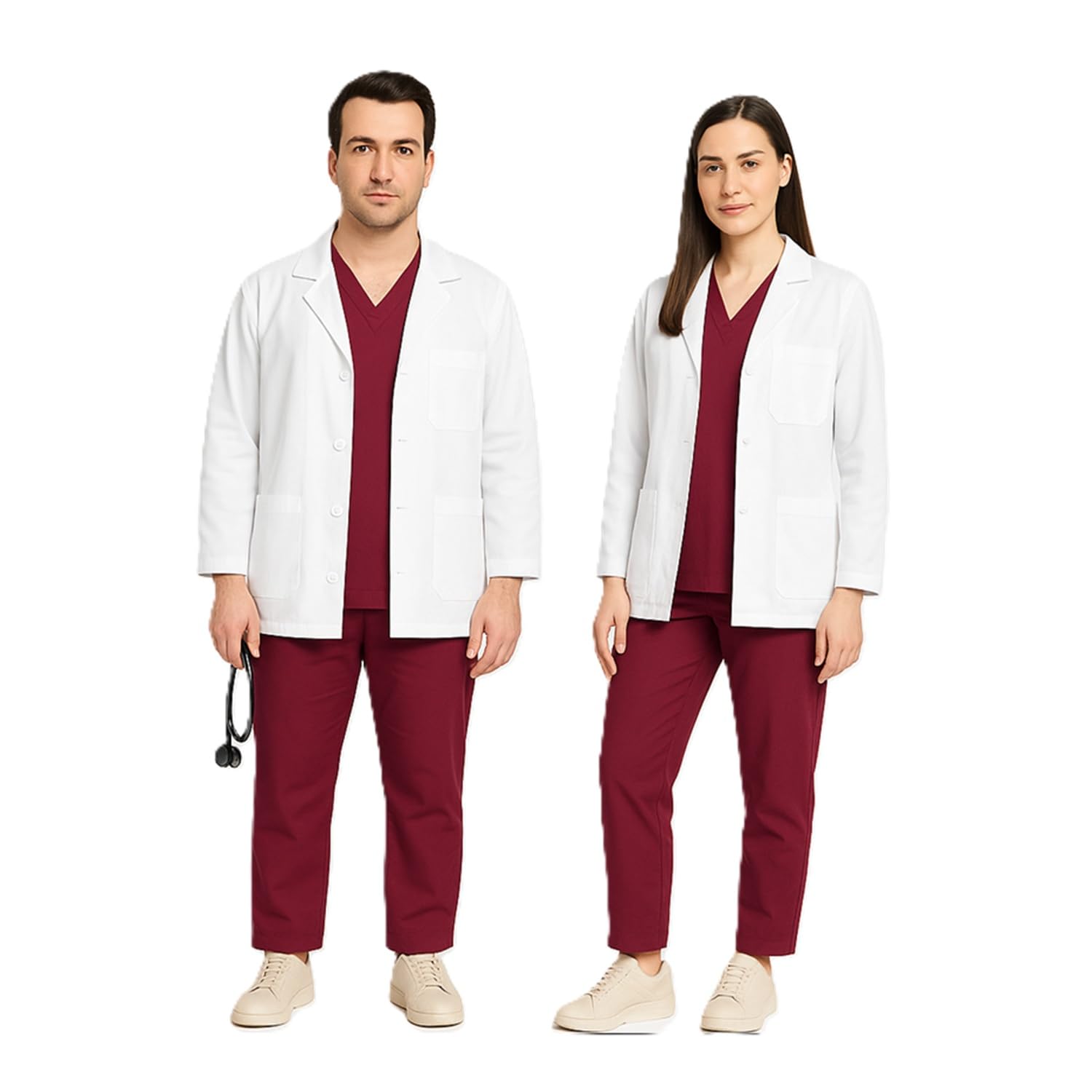 White Unisex Lab Coat for Chemistry Lab and Medical Students