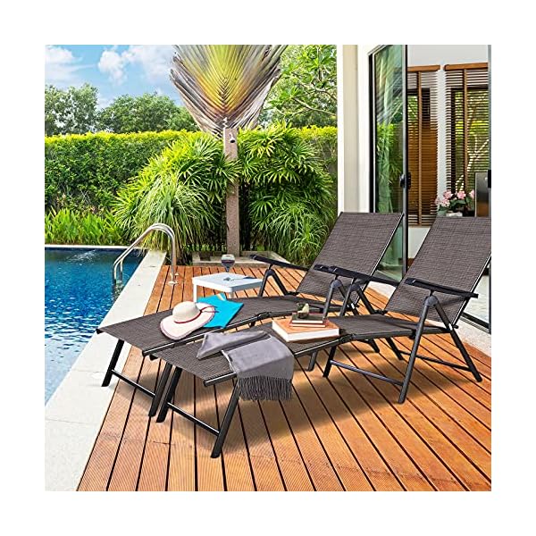 Tangkula set of 2 patio adjustable chaise 5 back 2 leg positions outdoor reclining lounger chairs suitable for lawn poolside garden yard and beach  urban country home decor