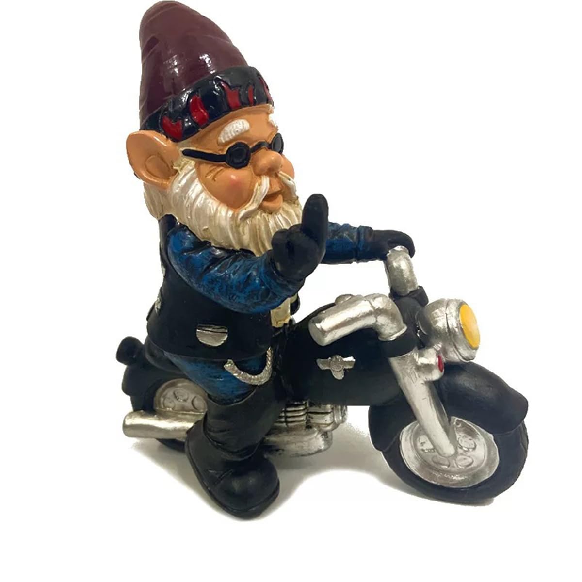 Tanmxin Metallic/Dark Whimsical Motorcycle Gnome: Naughty Outdoor Garden Decor