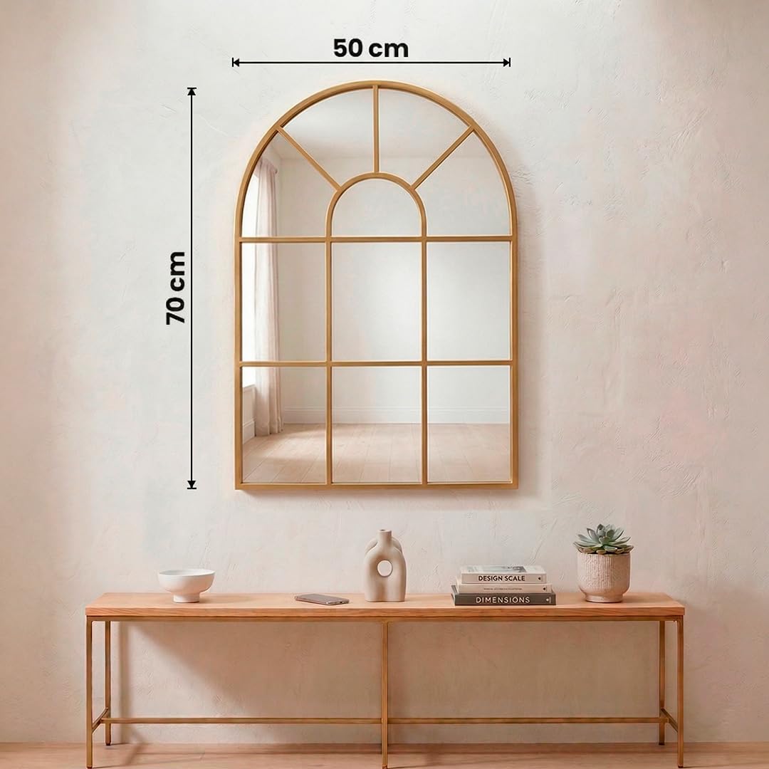 Marctani Miroir fenetre en Arche de Métal - Grand Miroir Industriel Mural pour Entrée, Salon et Chambre