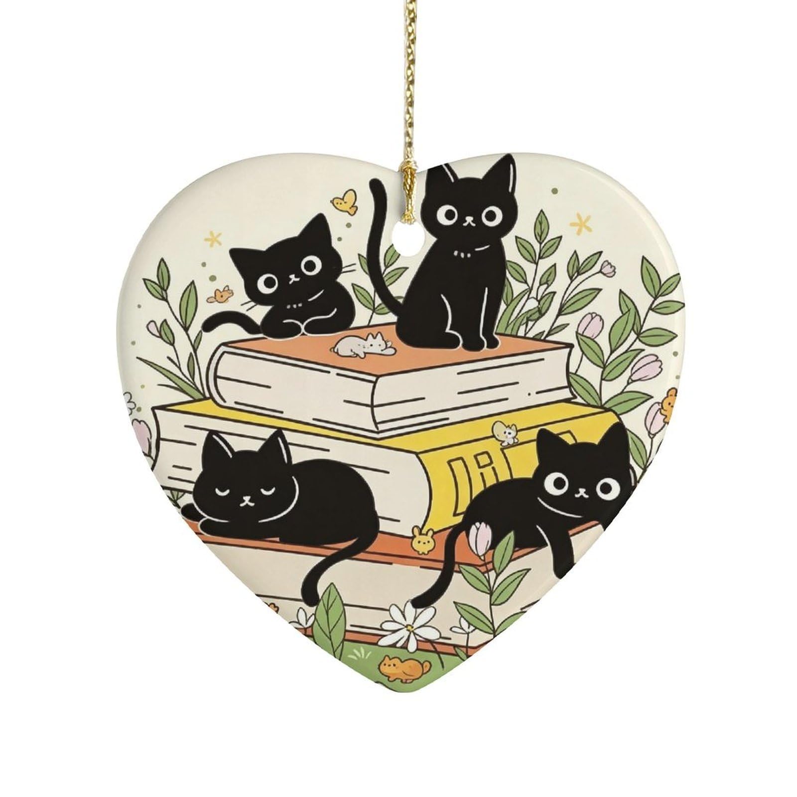Fekiloot Style Cute Little Black Cat Ceramic Ornament Home Decor Keepsake