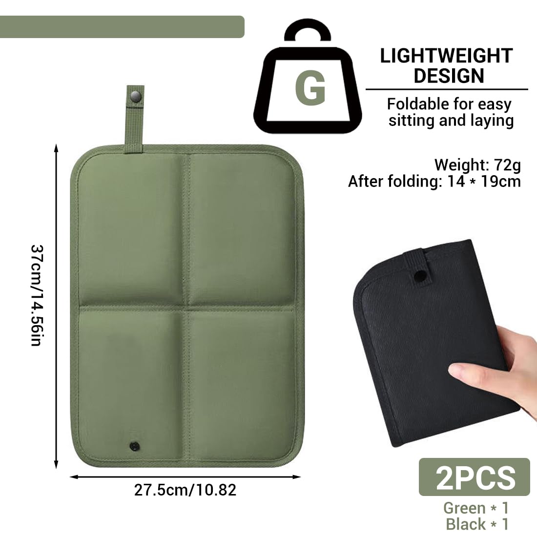 Tappetino Pieghevole, 2 Pezzi, Cuscini Esterni Impermeabili, caldo, Cuscino Stadio Pieghevole, Cuscini Portatili per Bambini per Campeggio all'aperto e Trekking, Picnic, Escursioni, 37 x 27,5 cm