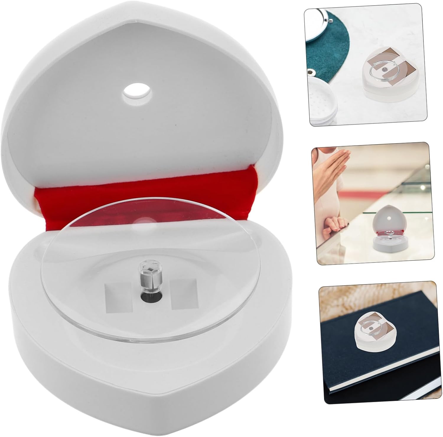 Holibanna Solar Powered Rotating Display Stand for Jewelry Turntable Showcase Unique Heart Design for Accessories for Home and Retail Use