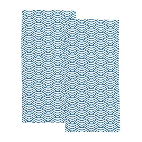 FIND SUN Hand Towels Set Wave Japanese Pattern Soft Towels,Absorbent Dish Towels for Bathroom Gym Spa,30"x15",2PC Cover