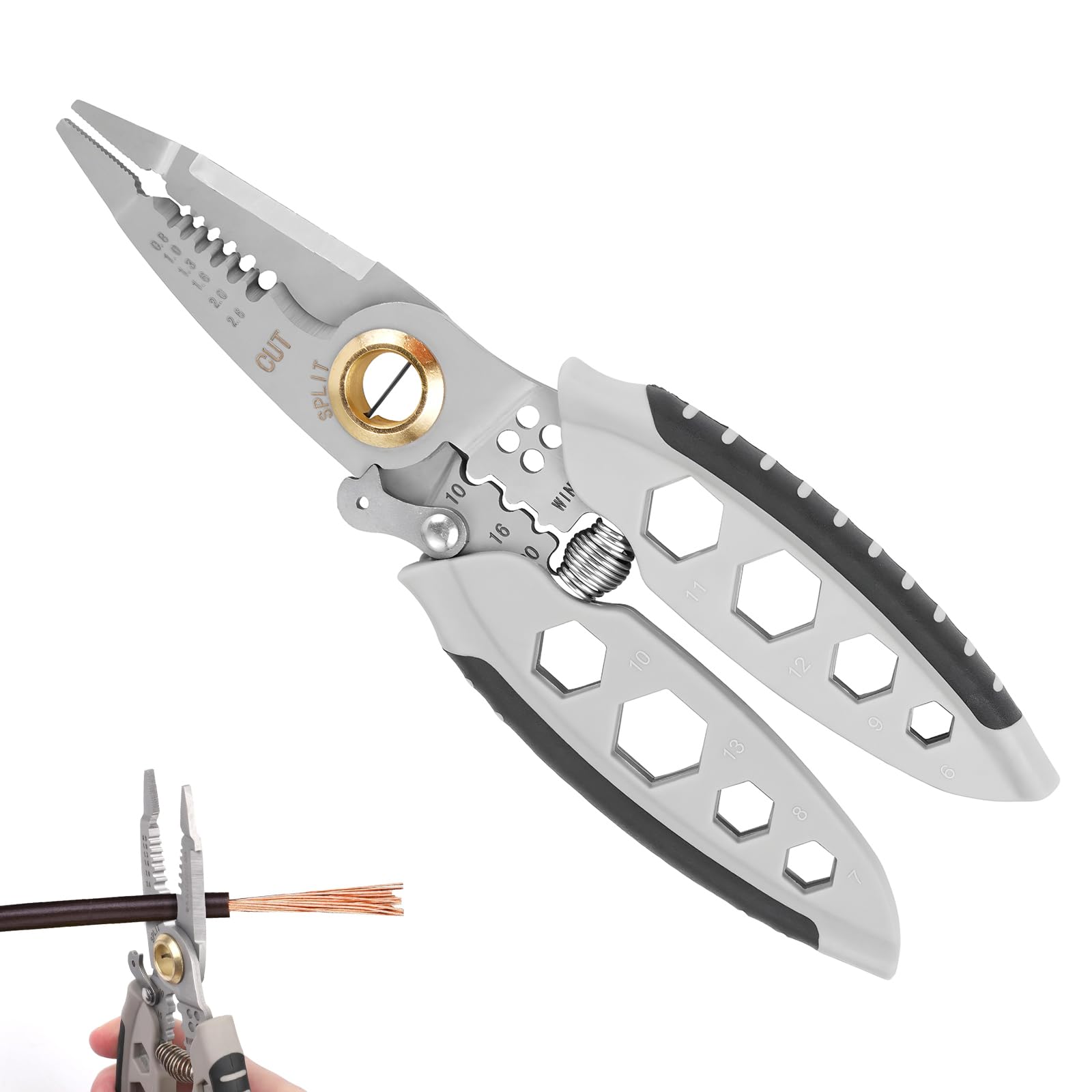 10-22 AWG Wire Stripper Tool, Multi Cable Sheath Stripper Tool with Safety Lock