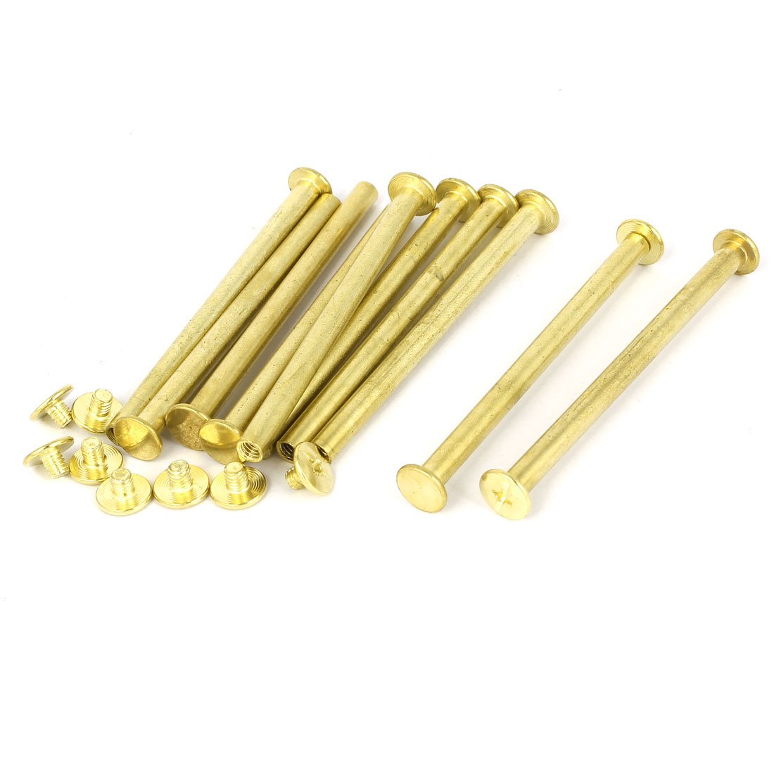 Uxcell Sourcingmap 5Mmx70mm Brass Plated Chicago Screws Binding Posts Docking Rivet 10Pcs