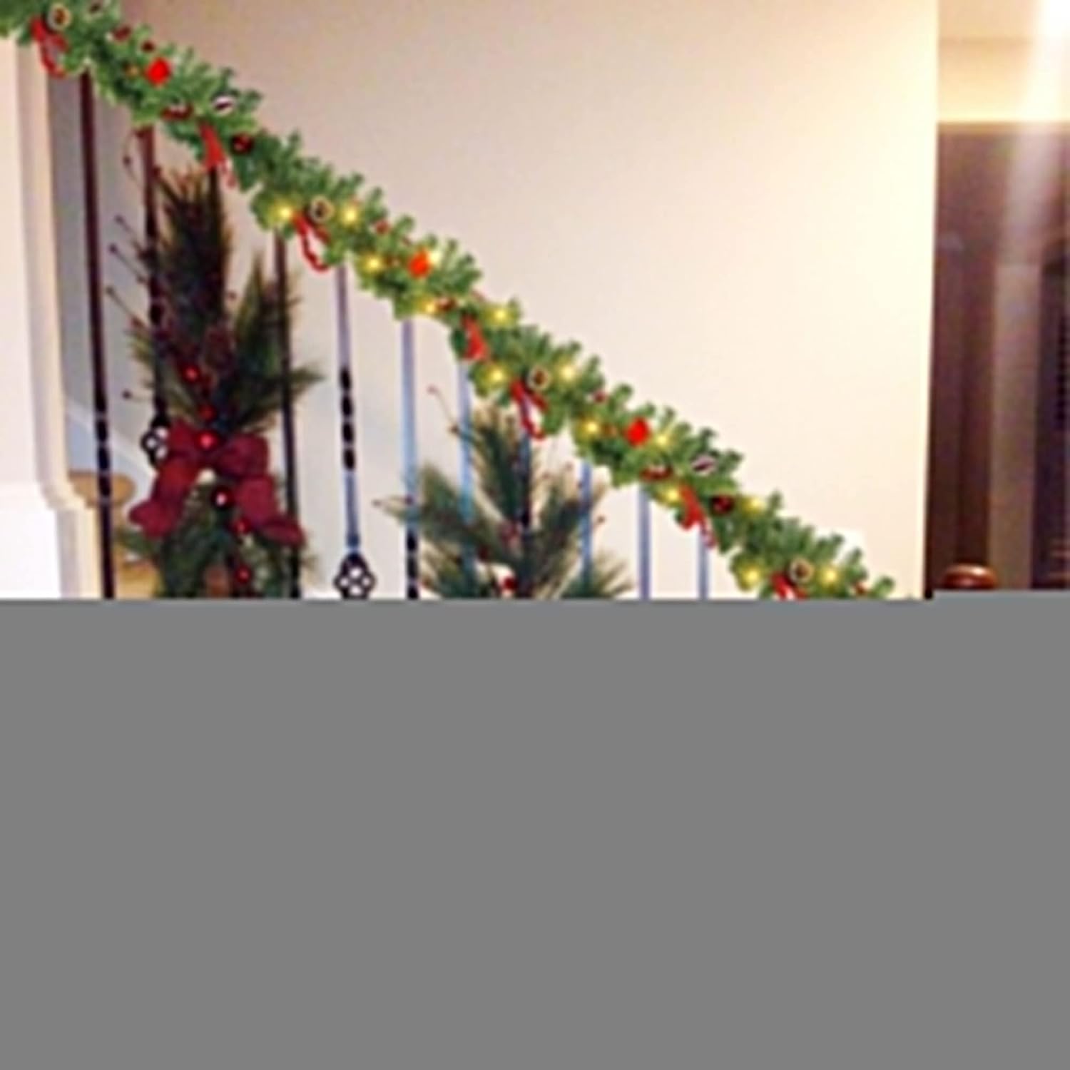 Nerosun 9FT Christmas Garland with 50LED Lights, 2 Pack Battery Operated Prelit Garland Christmas Decorations Timer 8 Mode, Artificial Outdoor Christmas Garland Greenery Pinecone for Indoor Decor