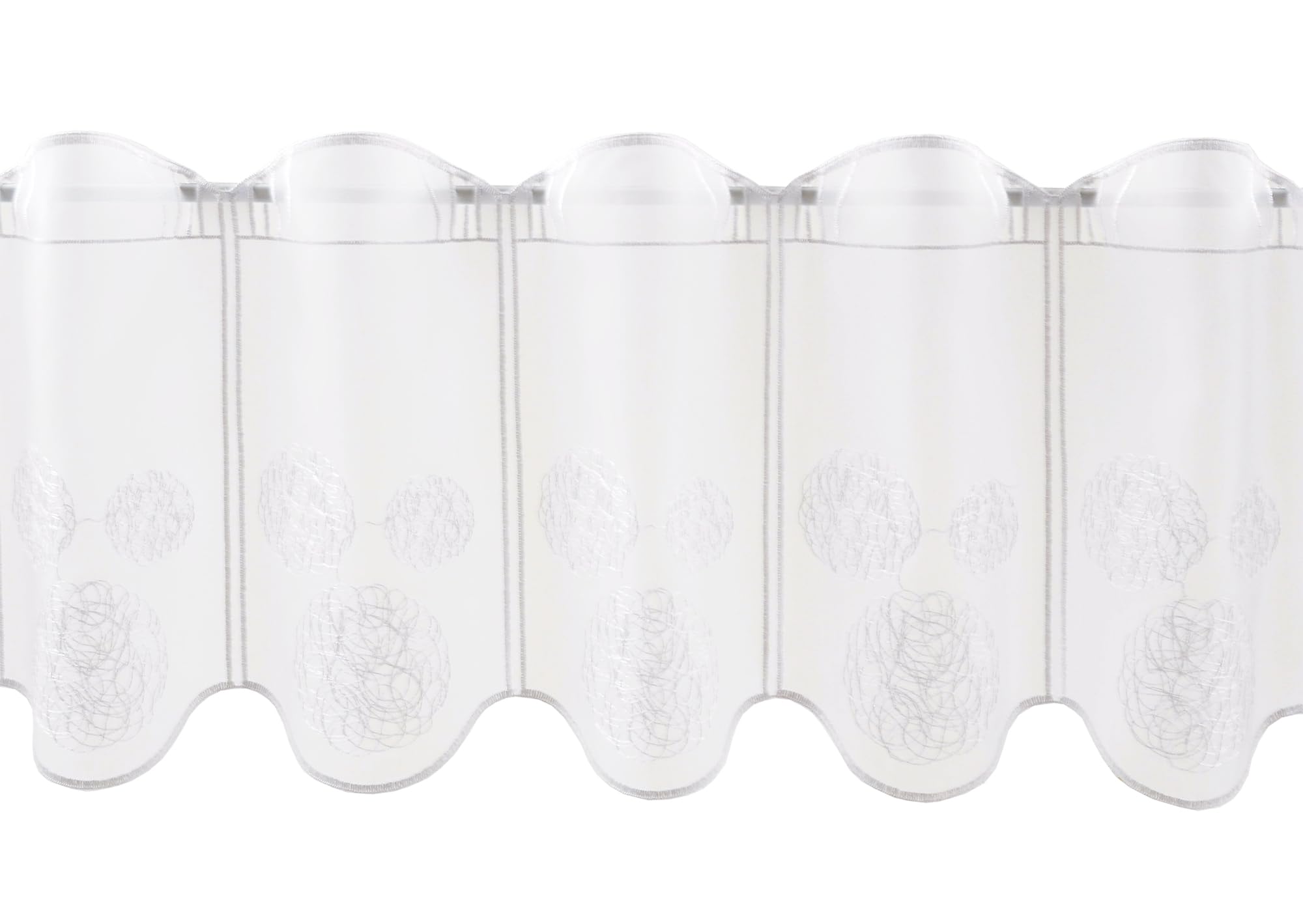Scheibengardine bestickte Kugeln 30x217 cm H/B Weiß Bistrogardine Vorhang Küche 1er Pack