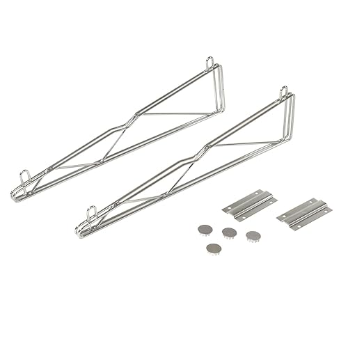 Nexel Soporte de estante de alambre único fijo de 14" para montaje en pared, acabado epoxi plateado