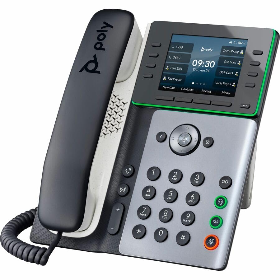 Poly Edge E350 IP Phone - Corded - Corded/Cordless - Wi-Fi, Bluetooth - Desktop, Wall Mountable - Black - VoIP - IEEE 802.11a/b/g/n/ac - 2 x Network (RJ-45) - PoE Ports