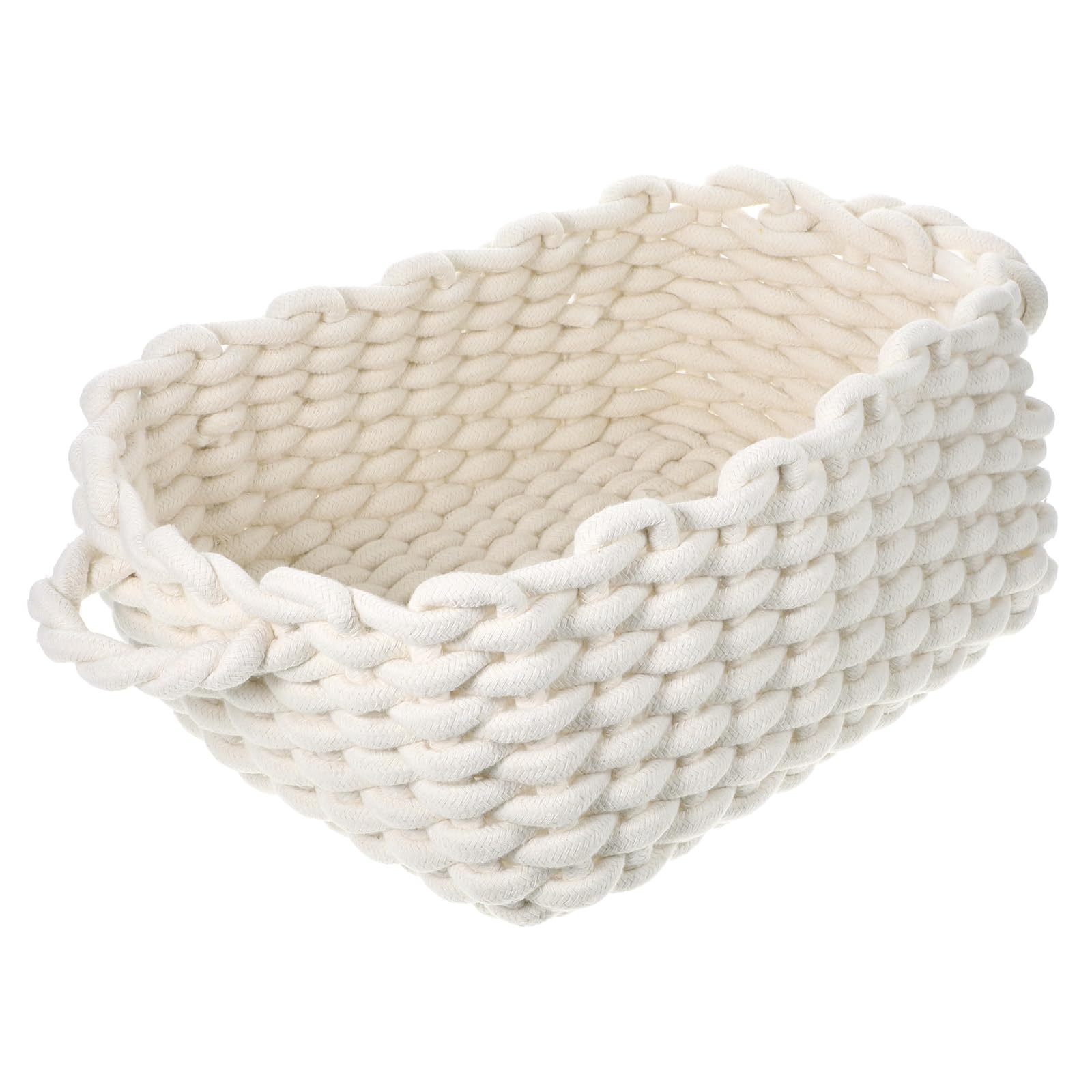Cesta de Almacenamiento Tejida Cuerda de Algodón Beige, Textura Delicada y Buena Protección, Diseño Simple y Versátil para Organización Hogar