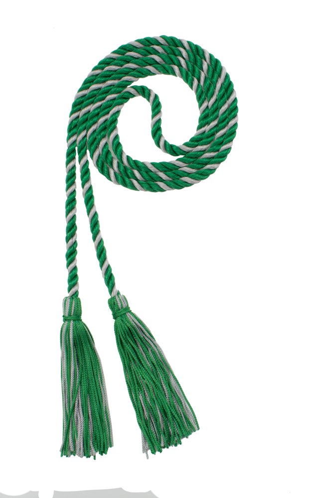 Tassel Depot Graduation Honor Cord - Kelly/Gray - Every School Color Available - Made In Usa