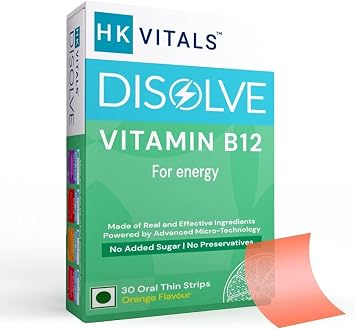 SENTA HealthKart HK Vitals DISOLVE Vitamin B12, for Energy, No Added Sugar, Orange, 30 Strips