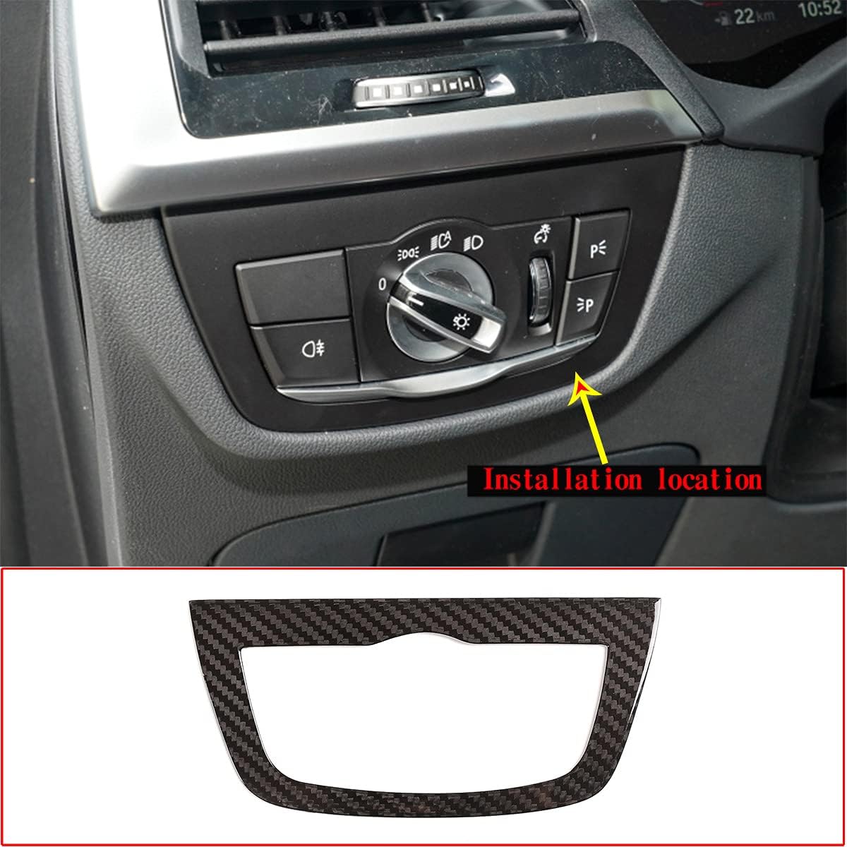 Car Headlight Switch knob Protection Panel Cover Frame Real Carbon Fiber Trim for BMW X3 X4 2018-2021