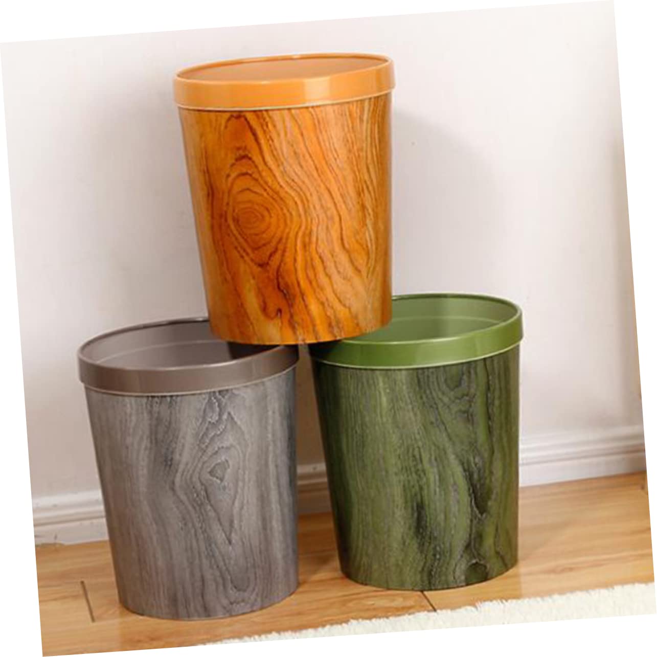 Zerodeko Bathroom Trash Can Outdoor Storage Box Round Trash Bin Gabage Can Storage Box