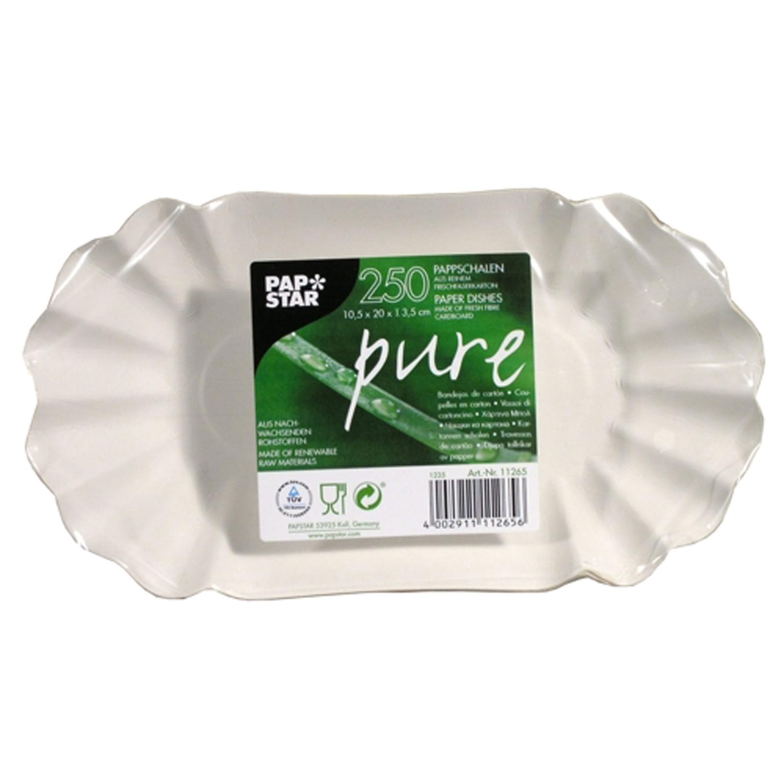 PAPSTAR 1000 Schalen, Pappe pure oval 10,5 cm x 20 cm x 3,5 cm weiss