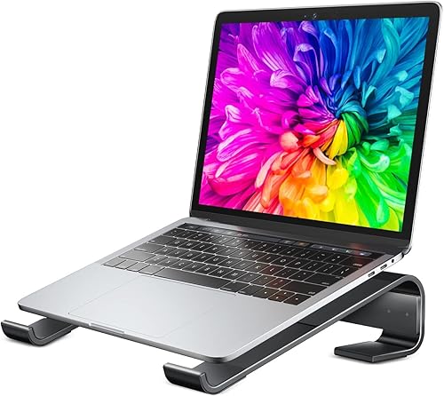 Soqool Laptop Stand for Desk, Ergonomic Detachable Laptop Riser, Aluminum MacBook Stand, Compatible with 12-17'' All Laptops Such as MacBook
