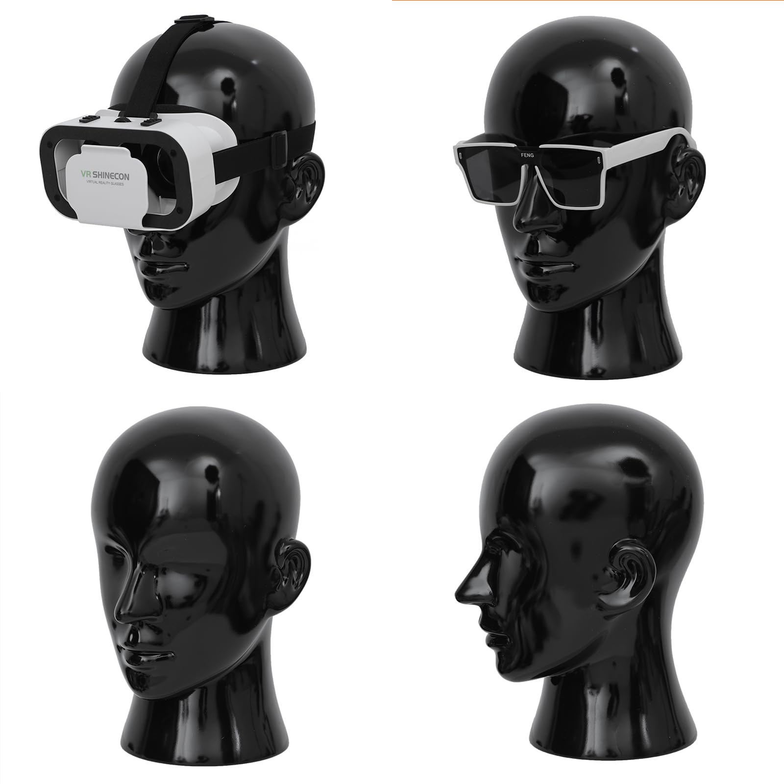 Mannequin-Kopf, männlich – Professioneller Kosmetik-Übungskopf für die Präsentation von Headsets, Kopfhörern, Spielkonsolen, Hüten, Perücken und Schmuck（L20-LH）