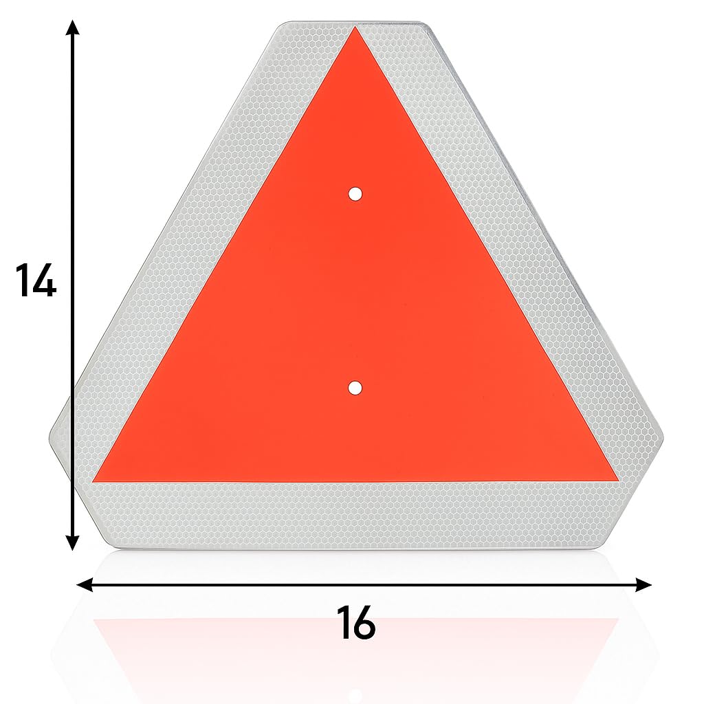 Glow in The Dark Slow Moving Vehicle Sign, 14x16 Inch SMV Triangle Sign — Amazon image 6