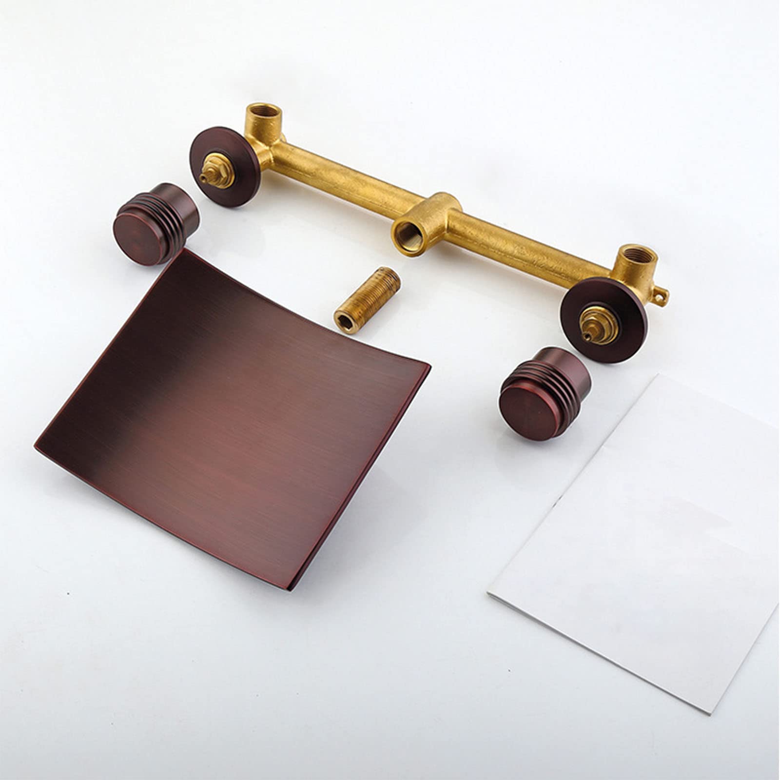 Grifo de baño Grifo de Lavabo de baño de Pared Grifo Mezclador de Lavabo de Doble manija Grifo de Lavabo de latón en Cascada Grifo de Lavabo de Recipiente de baño de Agua fría y Caliente Ajustable,
