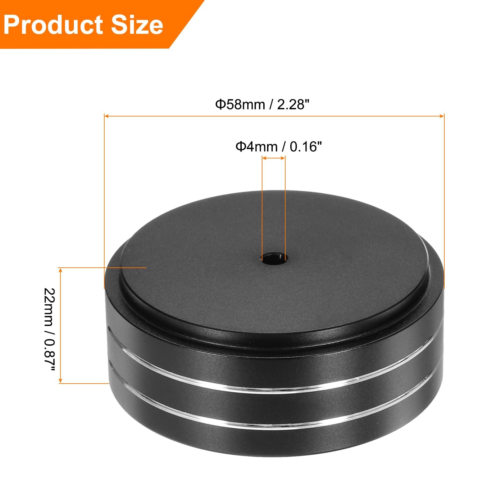 QUARKZMAN 8 Pz Pad di Isolamento per Subwoofer, 58x22mm Pad di Isolamento per Altoparlanti Piedini Spike per Altoparlanti Tornio Audio Studio Monitor Pad di Isolamento, Viti M4 Nere