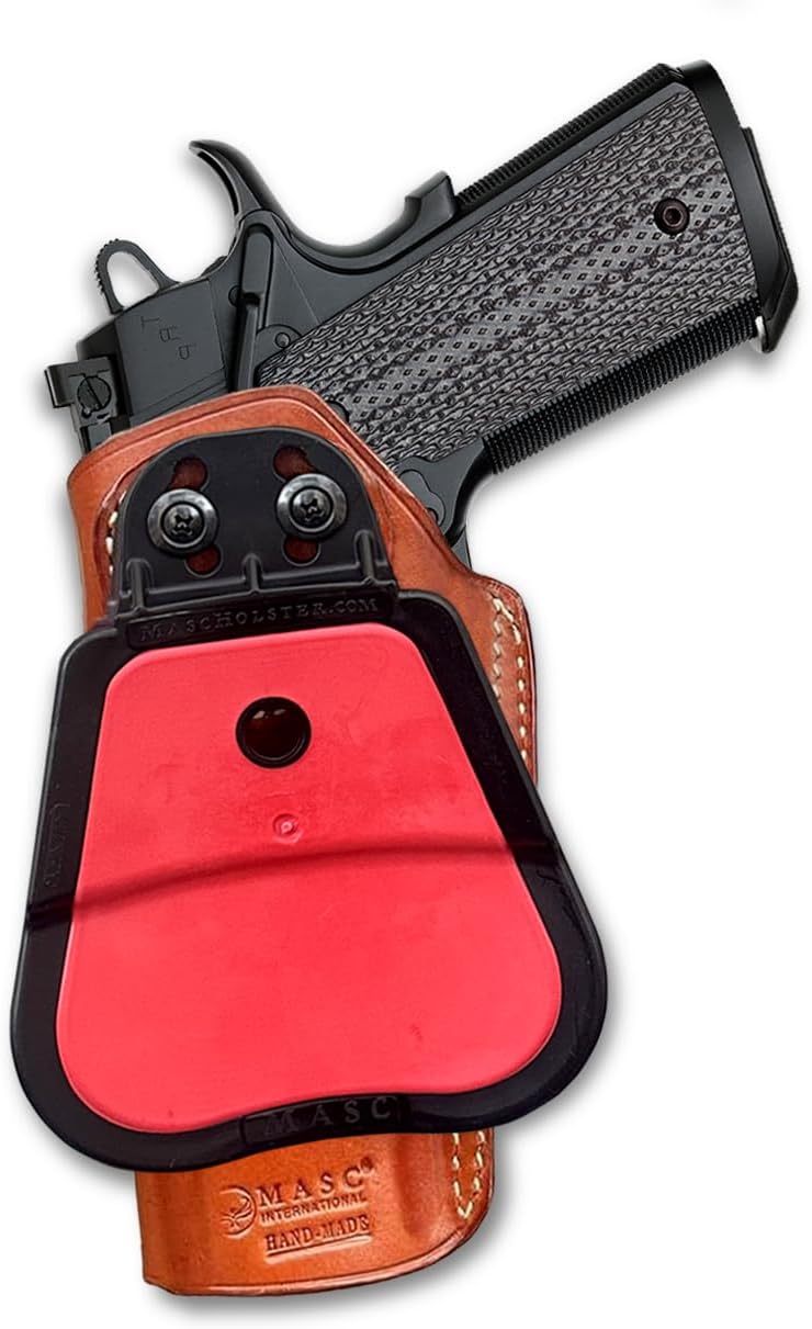 Masc Premium Leather OWB Paddle Holster with Open Top Fits TRP 1911 with Rail 5-inch, Right Hand Draw, Brown #1152#