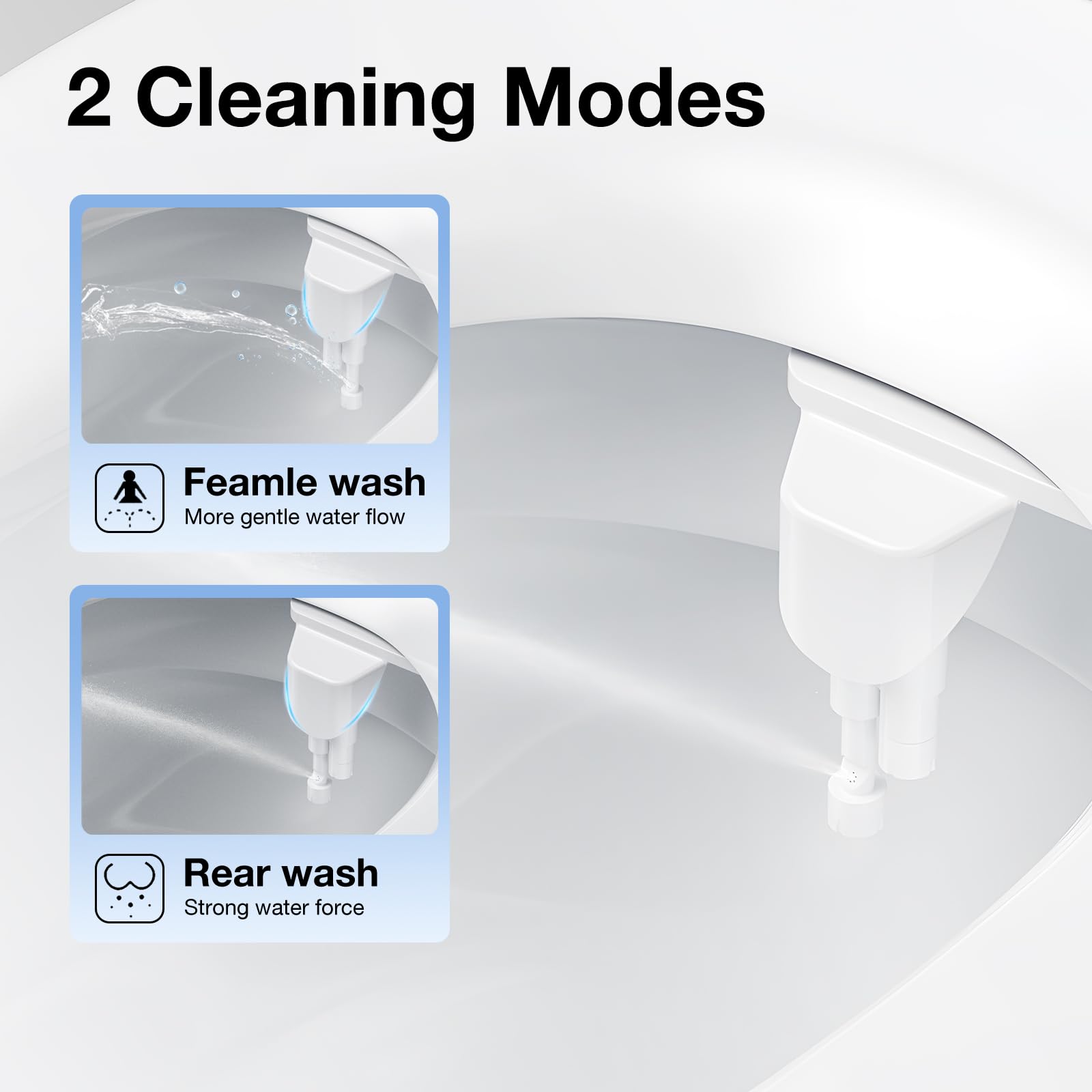 Bidet Toilette WC, Pulvérisateur Bidet non électrique bidet portable Bidet de gauche ultra-mince pour toilette Avec Pression d'eau Réglable Double Buses Rétractables Autonettoyantes Bidet Kit