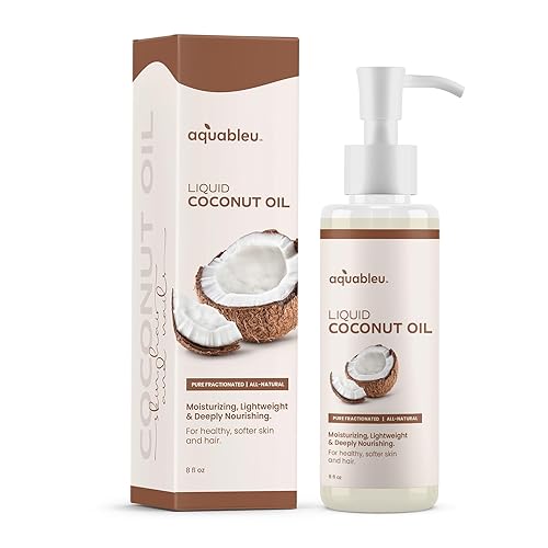 Aquableu Aceite de coco líquido fraccionado, 100% puro y natural, hidratante, ligero y profundamente nutritivo, promueve una piel y cabello
