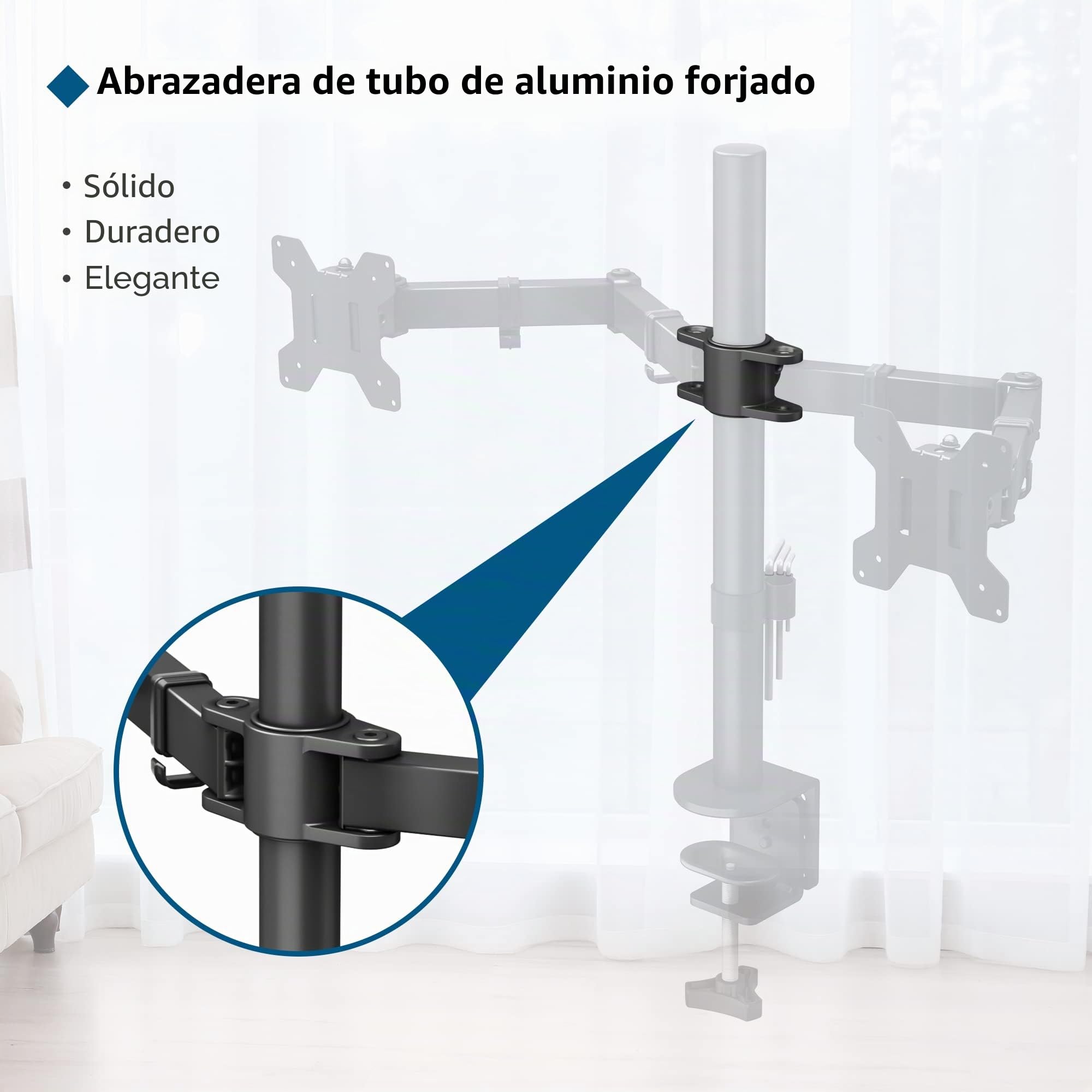 BONTEC Soporte Monitor Doble para Monitor 13-27 Pulgadas LED/LCD, Soporte 2 Monitores Peso Máximo 10KG de Cada Brazo, Giro de 360° y Rotación de 180°, Altura Ajustable, VESA 75/100 mm, Negro