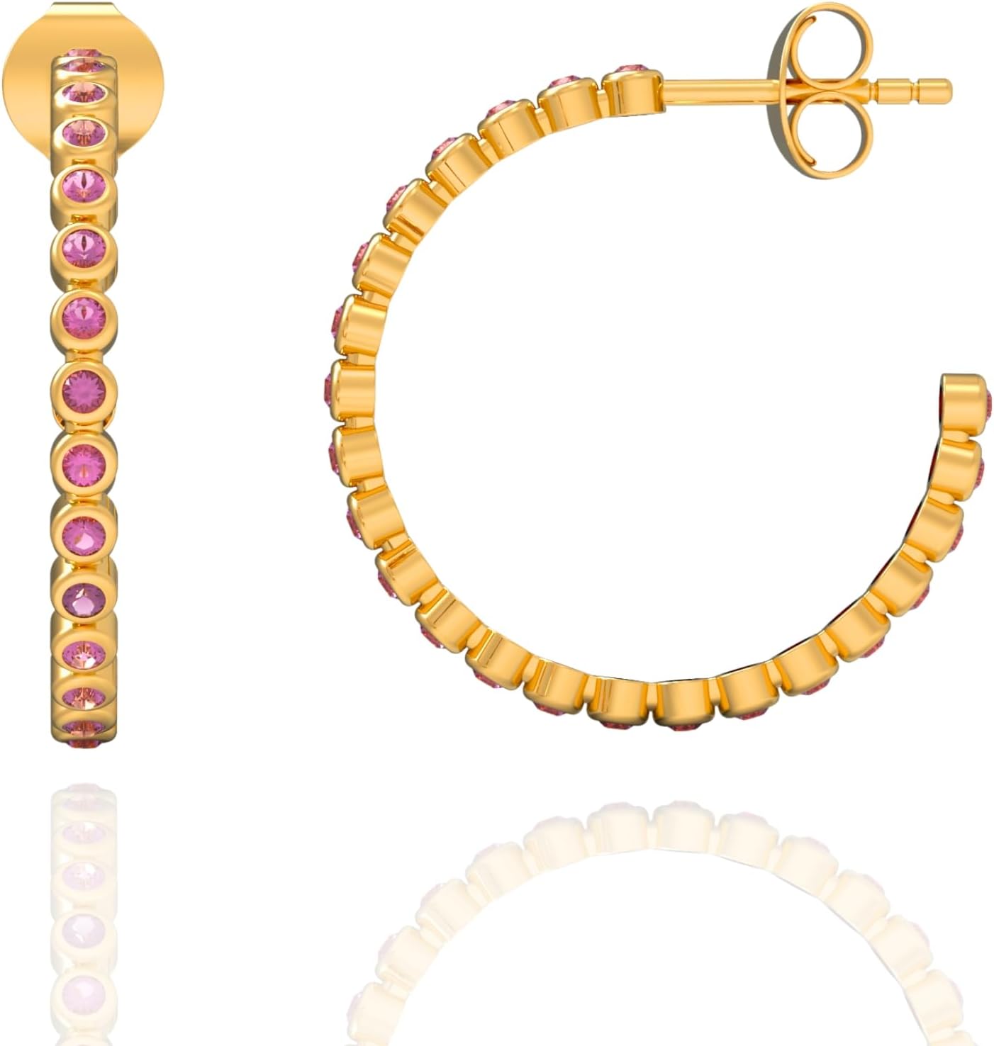 Gold Hoop Earrings for Women – Brass 18k Gold Plated Round Hoop Earrings, Lightweight Gold Plated Fashion Jewelry, Elegant Statement Earrings for Party & Daily Wear