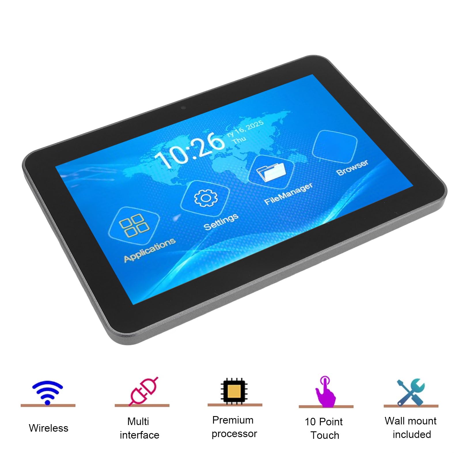 Calendario per la Famiglia Intelligente, Touchscreen da 8 Pollici 5.0 Wireless Display Intelligente Smart Fotogramma per Fotogrammi Pianificatore di (Spina europea)