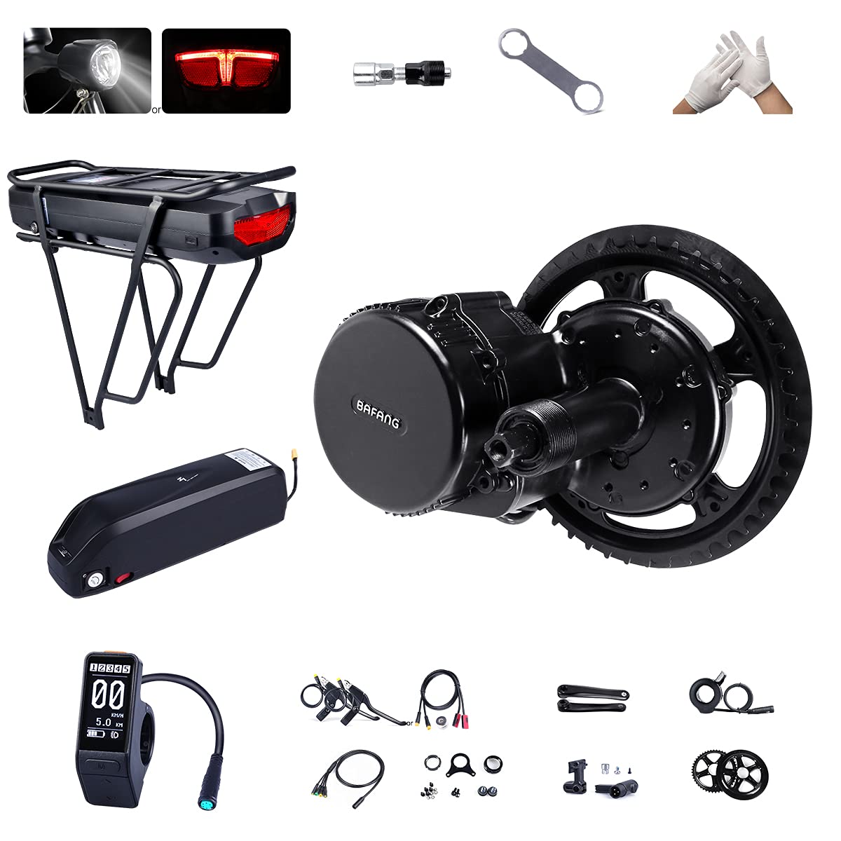 BAFANG BBS02B 48V 750W Ebike Motor Kit with LCD Display fit 68-73MM Bottom Bracket Bike 8fun Mid Dri