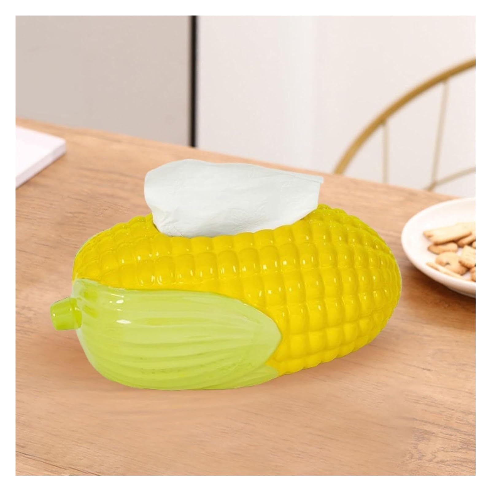 Porta fazzoletti Dispenser for fazzoletti Simpatico portafazzoletti di mais Decorazione moderna da scrivania Divertente Per la nuova casa(Yellow)
