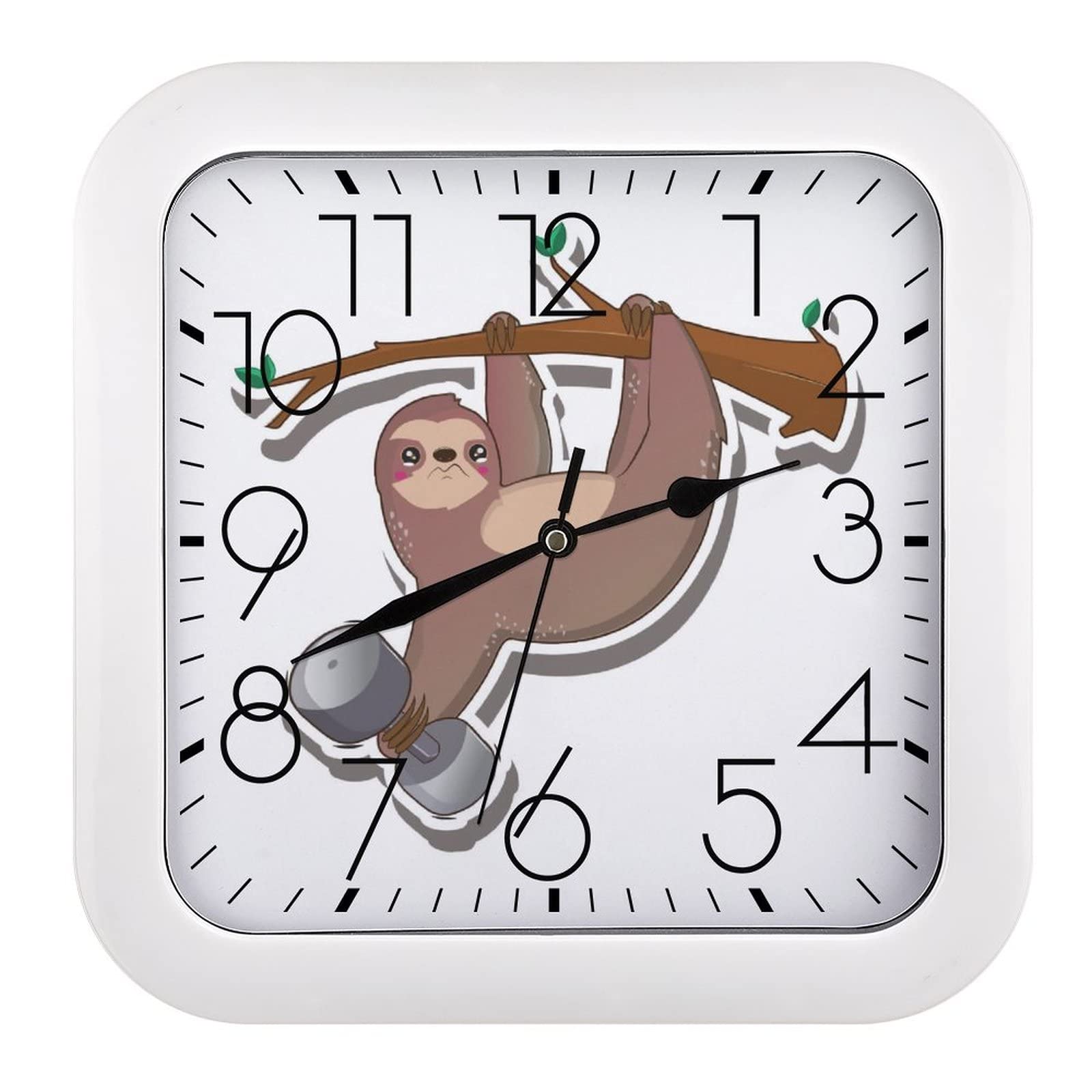 Horloge murale paresseux carrée 26cm grand format pour salon et décoration murale moderne