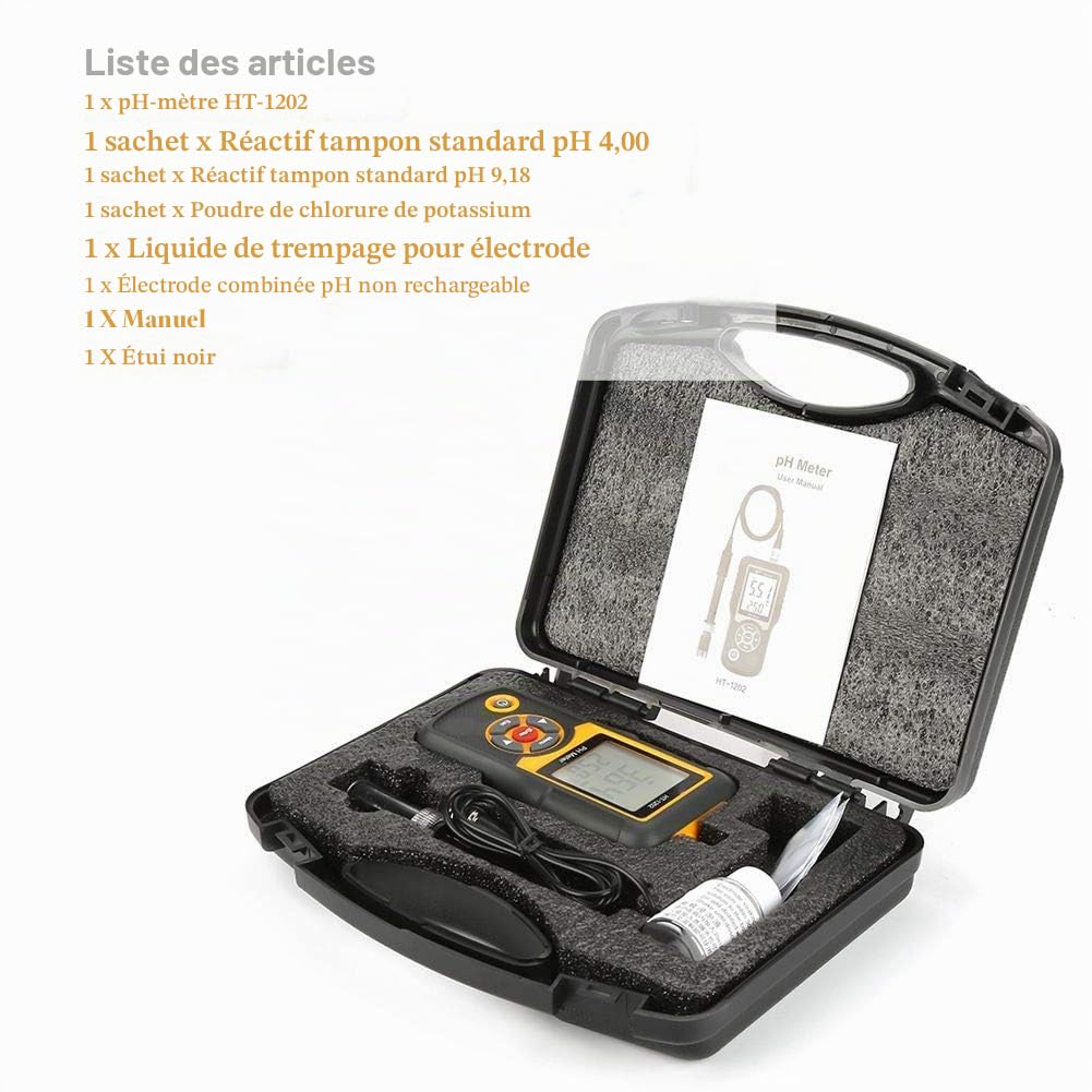 Testeur portable de qualité de l'eau, testeur de pH/mV/température, grand écran LCD, analyseur de qualité de l'eau pour traitement des eaux usées, laboratoires, eau du robinet