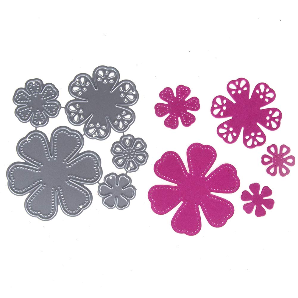 Fustella Taglio Metallo Fiore 3D Per Scrapbooking - Stencil Goffratura Fai Da Te - Argento 7,9x8 Cm - 3