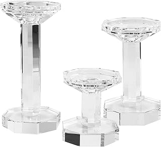 30+ Glass Candle Holder Decor Ideas That Feel Warm and Cozy 9 Crystal Candlestick Holders Set of 3, Clear Crystal Taper/Pillar Candles...