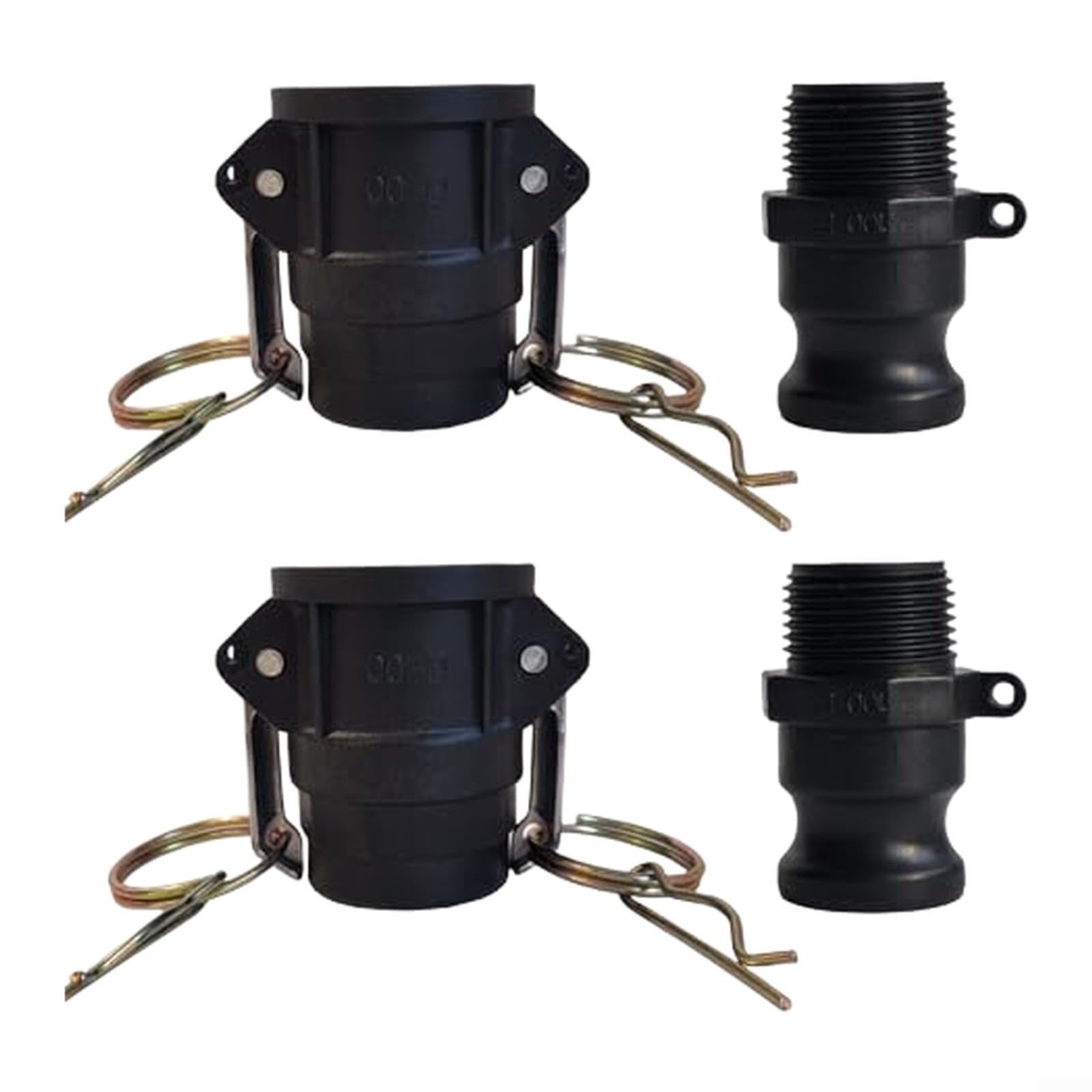 snowchecking 2Sets Camlock Lay Flat Hose Fittings Polypropylene Cam Lock Fittings Type D & F Quick Connect Coupling Kit For Water Oil Transfer 1-2 Inch Black(1.2 inch)