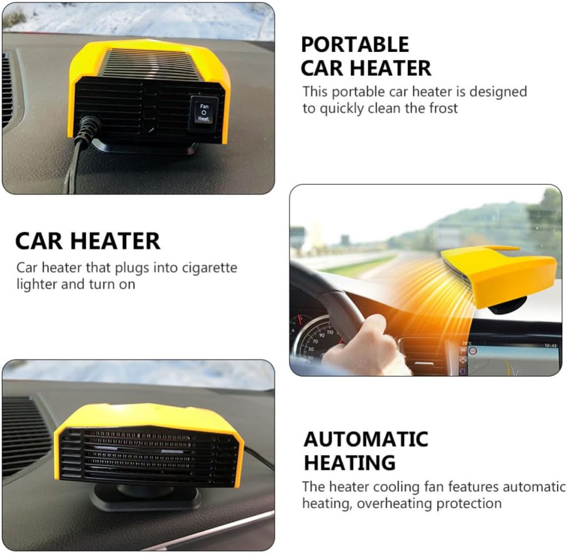 TOYANDONA Portable Car Windshield Defroster Heater 180w with Overheating Protection Abs Material for Keeping Warm in Winter and Fast Defrosting