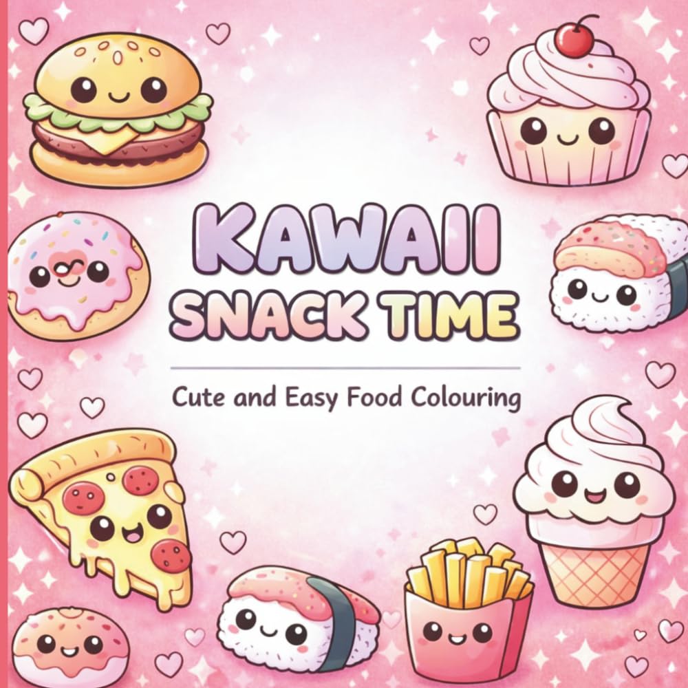 Kawaii Snack Time: Cute & Easy Coloring Book with Adorable Food Friends for Relaxation and Fun