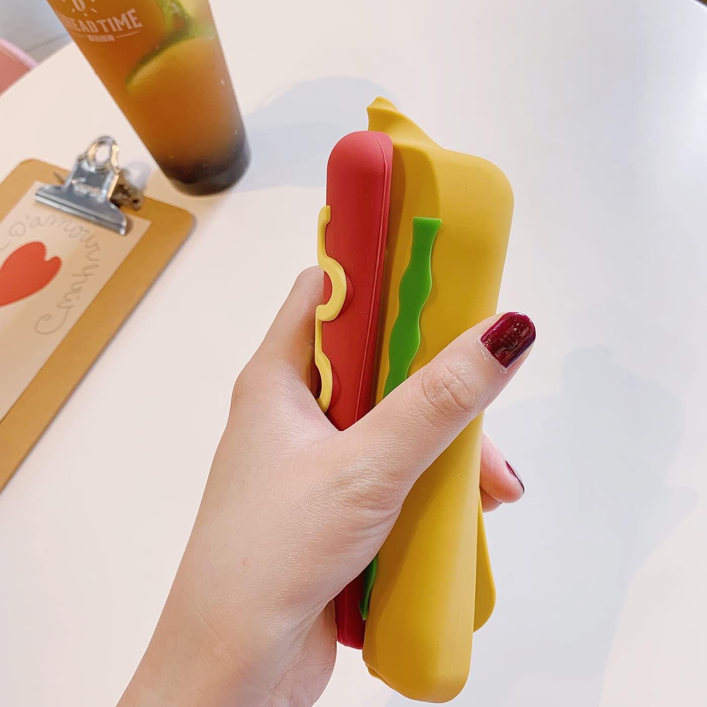 Kawaii Phone Cases Compatible with iPhone 17 Pro Max,Cute Cartoon Food Hot Dog Hamburger Case 3D Soft Silicone Shockproof Protective Cover for iPhone 17 Pro Max image 3