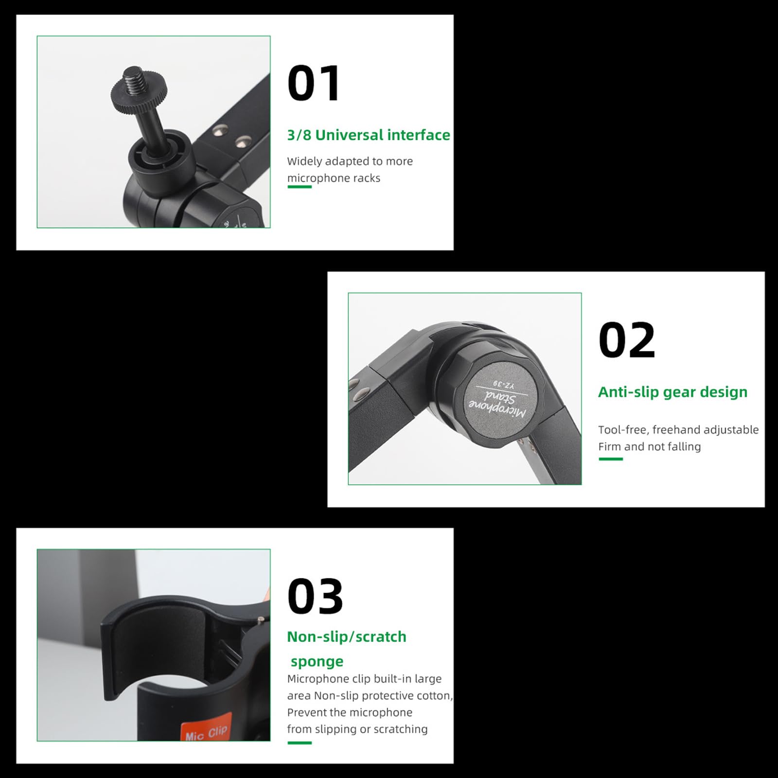 Supporto per microfono da tavolo con braccio a braccio con design regolabile per streaming live e creazione di contenuti, supporto per live streaming