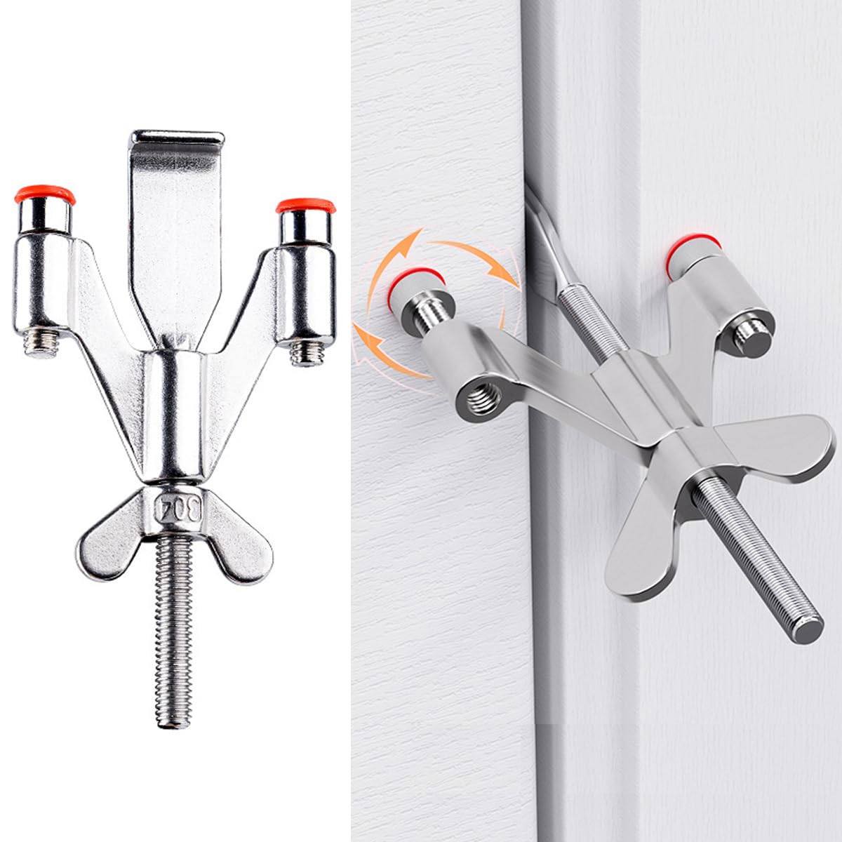 Cerradura de puerta portátil para seguridad en el hogar, cerradura de puerta de hotel (ala plateada)