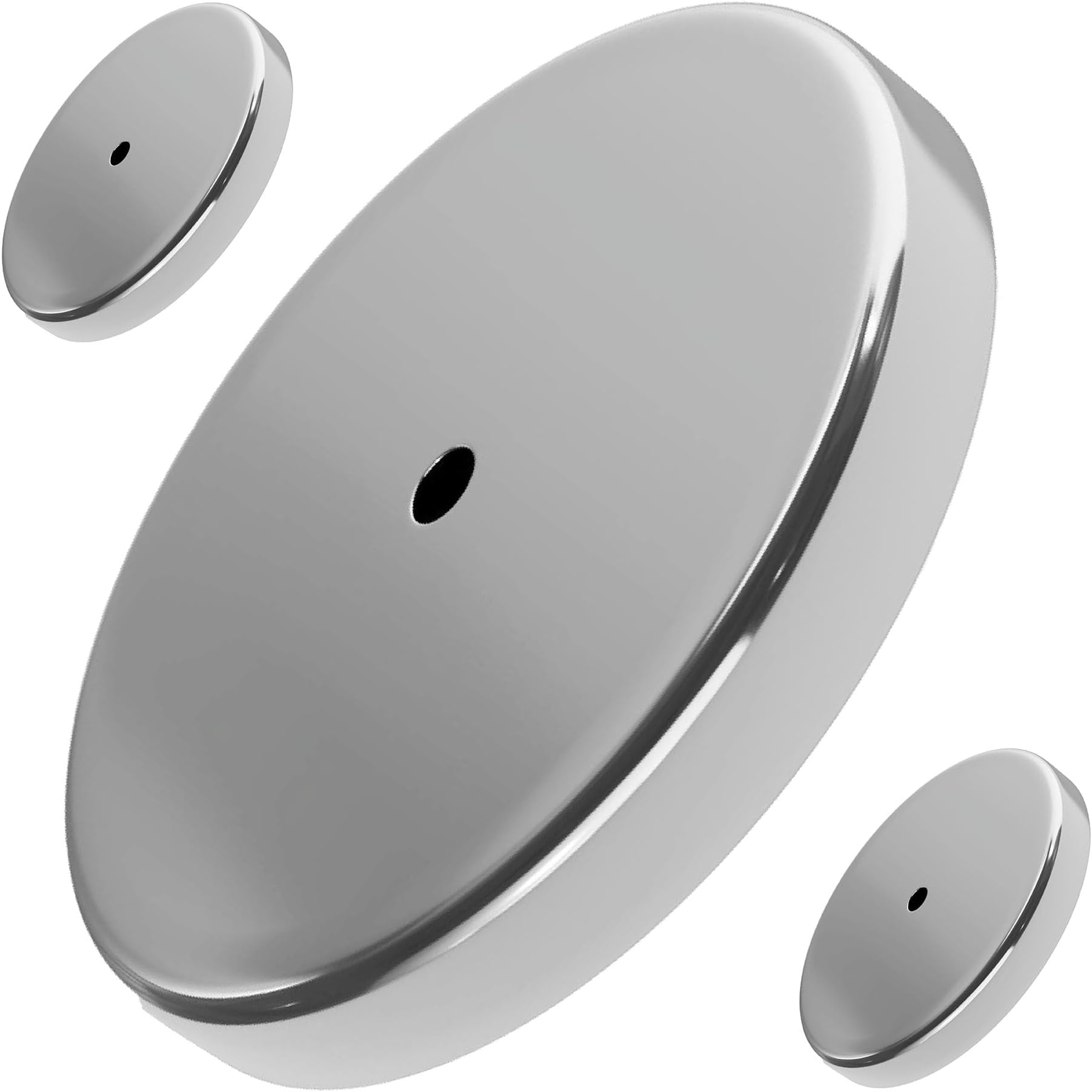 Master Magnetics Ceramic Round Base Magnet Pack - Heavy-Duty Strong Magnets - 65 lb Pull Each - for Indoor and Outdoor Use - Nickel-Plated - 2.618" Diameter - 0.275" Hole - 0.375" Thick - 3-Pack