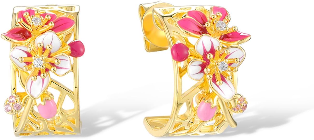 Santuzza 925 Sterling Silver Cosmos Earrings Cubic Zirconia