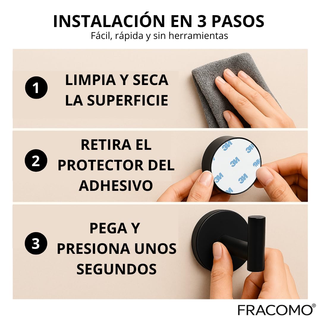 2 Ganchos Adhesivos de Pared Resistentes, Ganchos Baño sin Taladro Acero Inoxidable 304, Ganchos Impermeables Baño Antióxido, Ganchos Adhesivos Fuertes para Toallas y Colgador de Ropa Adhesivo