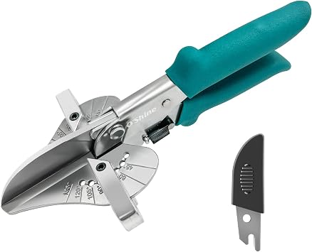O'Shine Professional Mitre Shears for Gasket & Moulding, Multi Angle Miter Shears & Trim Cutter for 45-135 Degree, Quarter Round & Trunking Cutting Tool, Extra SK5 Blade with Sheath Included